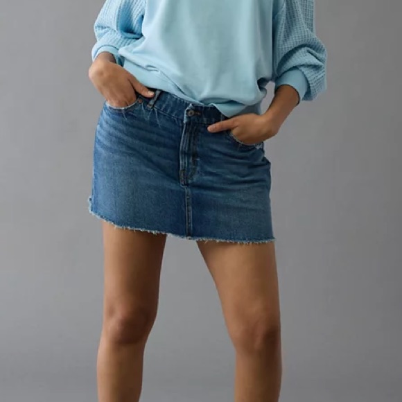 Ae Stretch Curvy High-Waisted Perfect Denim Mini Skirt